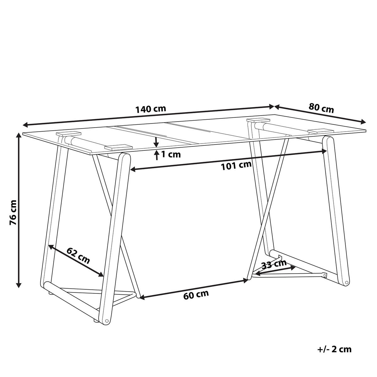 ESSTISCH 140/80/76 cm Transparent, Hellbraun, Schwarz Rechteckig Tacoma - Transparent, Glas (140/80/76cm) - Beliani