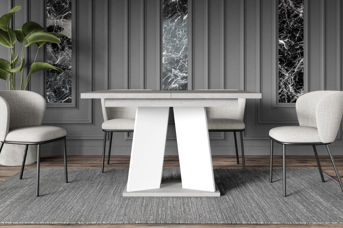 ESSTISCH ausziehbar 120 -160x90x75 cm - Betonoptik K350/Weiß - UFOM - Weiß, Holzwerkstoff (120/90/75cm) - ALTDECOR