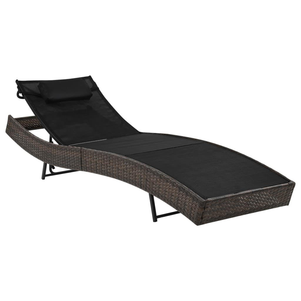 SONNENLIEGE mit Kissen Poly Rattan Braun - Braun, Kunststoff (70/91.5/213cm) - furnicato