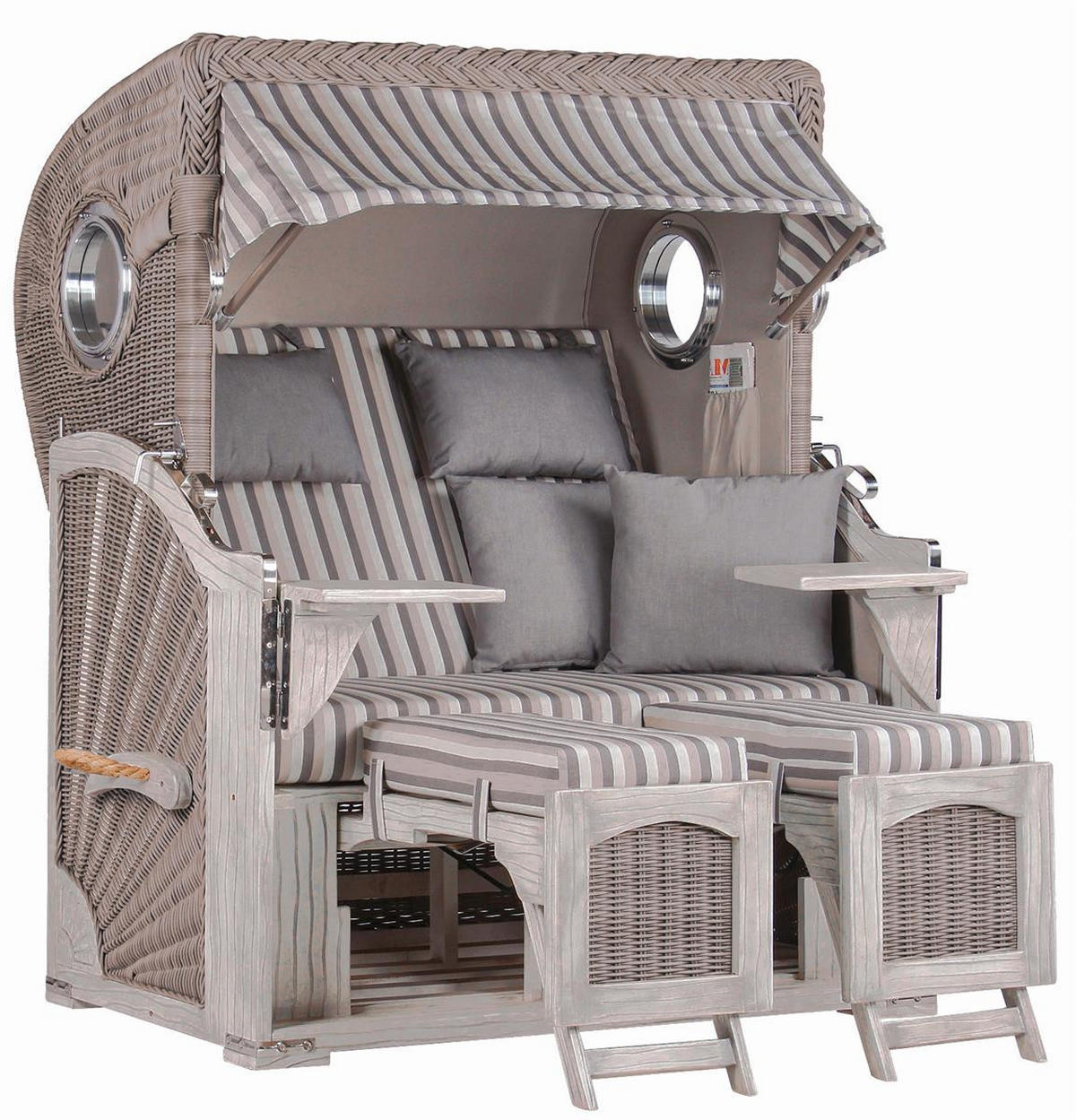 STRANDKORB Düne Koboo Grau Bullaugen - Braun/Grau, Metall (125/170/80cm) - Mr. Deko