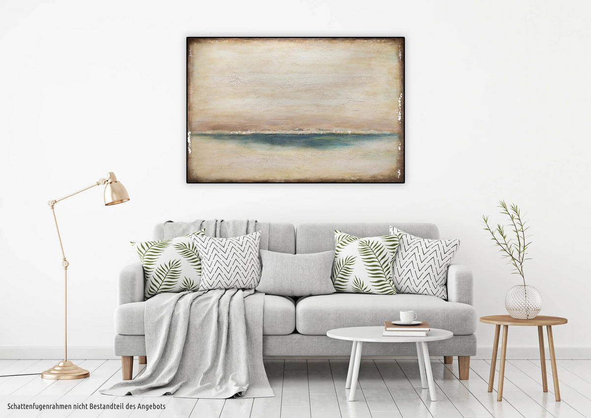 ÖLGEMÄLDE 120/80 cm - Blau/Beige, Holz/Textil (2.5/80cm) - KUNSTLOFT