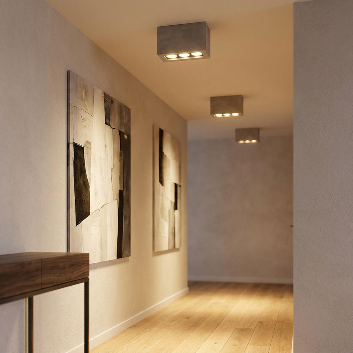 LED DECKENLEUCHTE TIMO Betonoptik Grau 2er Set - Grau, Metall (12.2/5.6/10cm) - Globo Lighting