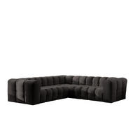 ECKSOFA Corner Mit Steppung BALOO, Chenille-Stoff Moly, Schwarz - Schwarz, Holz (270/270cm) - Kaiser Möbel
