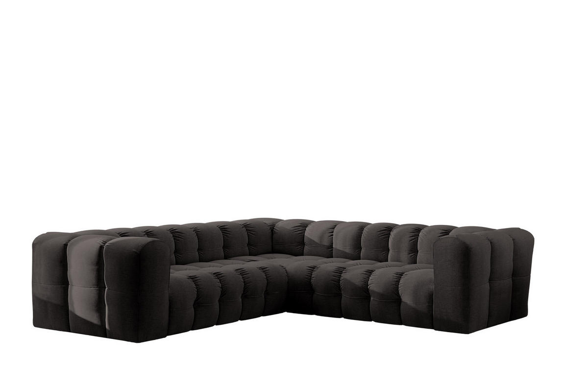 ECKSOFA Corner Mit Steppung BALOO, Chenille-Stoff Moly, Schwarz - Schwarz, Holz (270/270cm) - Kaiser Möbel