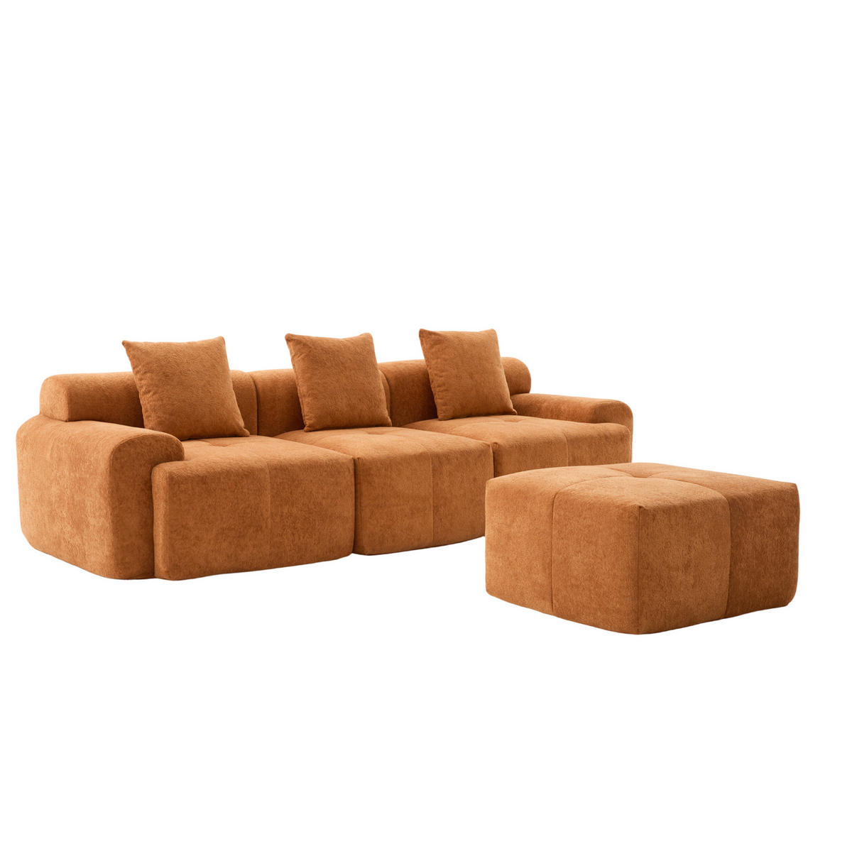 ECKSOFA 268/102/78 cm ohne Montage, modular mit Memory-Schaum und Kordstoffbezug, Orange - Orange, Textil (97/100cm) - Redom