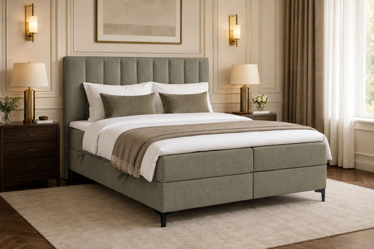 BOXSPRINGBETT LASARD mit Topper und Bettkasten, Braun, 140x200 cm - Braun, Textil (140/200cm) - KS Home Concept