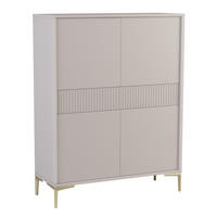 HIGHBOARD Urgano 4T2S Beige 102,5/132,5/38 cm – 4 Türen 2 Schubladen - Beige/Goldfarben, Holzwerkstoff/Metall (102.5/132.5/38cm) - AX Living