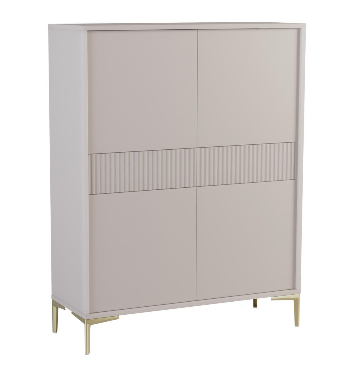 HIGHBOARD Urgano 4T2S Beige 102,5/132,5/38 cm – 4 Türen 2 Schubladen - Beige/Goldfarben, Holzwerkstoff/Metall (102.5/132.5/38cm) - AX Living