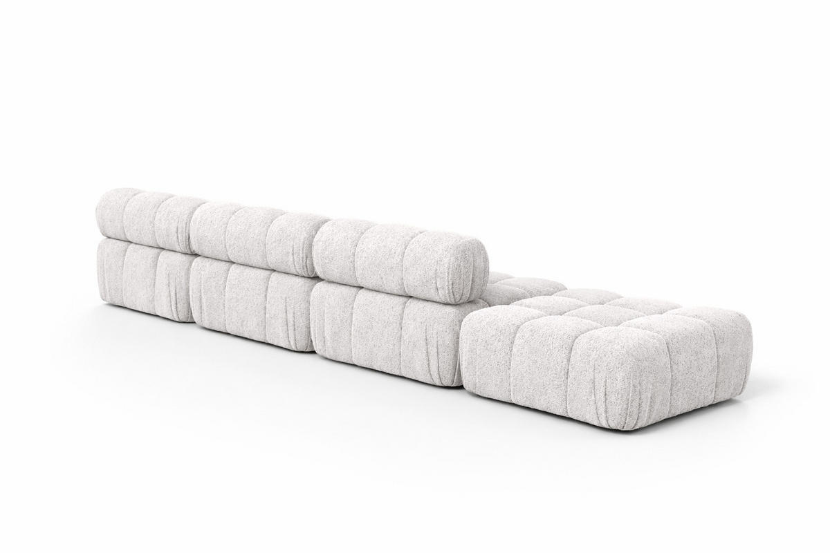 ECKSOFA L-Form XL, Stoff Bouclé Abriamo, Ecru, Rechts, Selia L XL - Ecru, Holz (380/160cm) - Kaiser Möbel