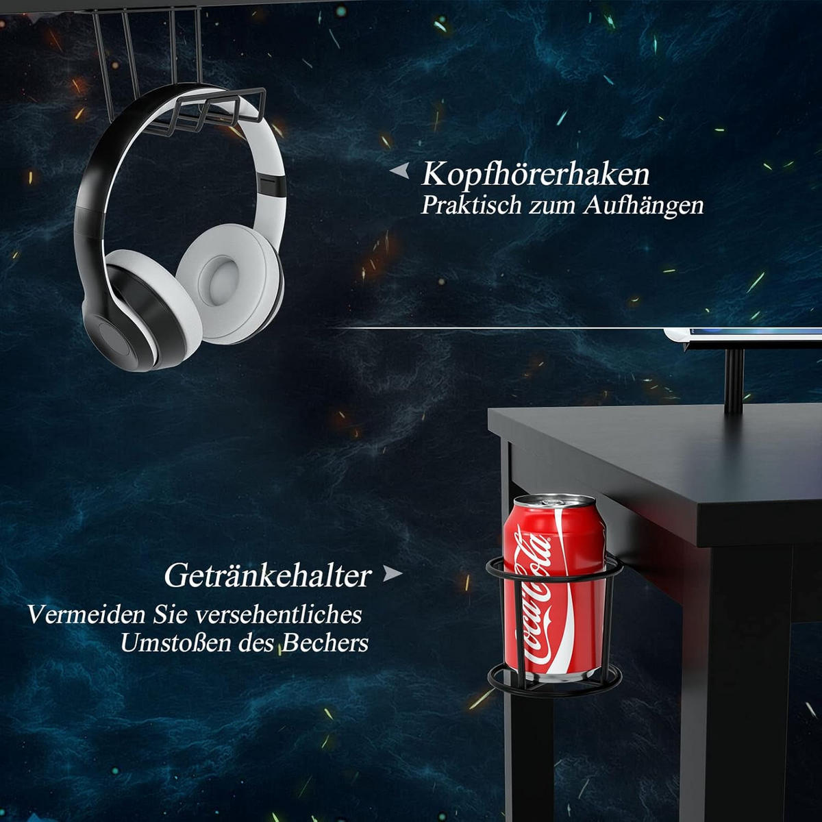DATORBORD Svart - Svart, Träbaserade material (60/155/90cm) - COSTWAY