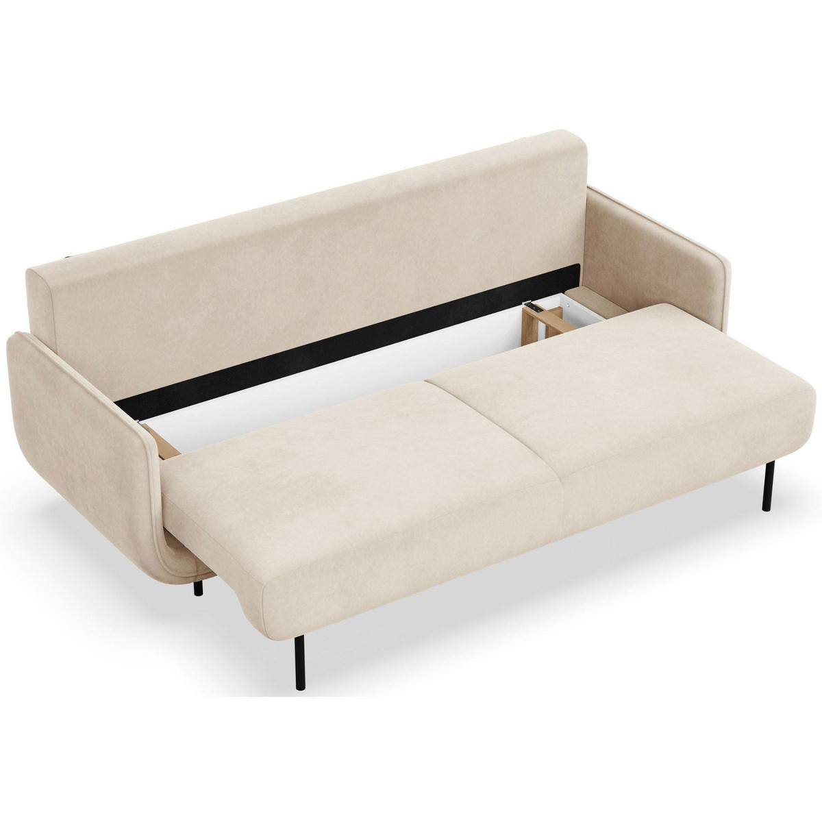 SCHLAFSOFA Ovals Hellbeige - Ecru/Schwarz, Textil/Metall (236/95/96cm) - Selsey
