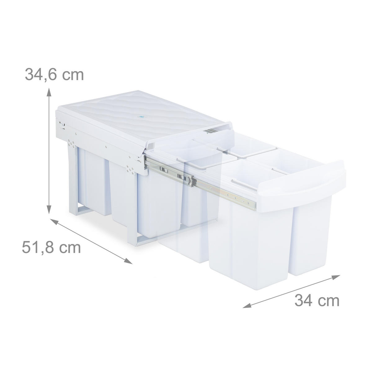 EINBAUMÜLLEIMER - Weiß, Kunststoff/Metall (34/34.6/51.8cm) - Relaxdays