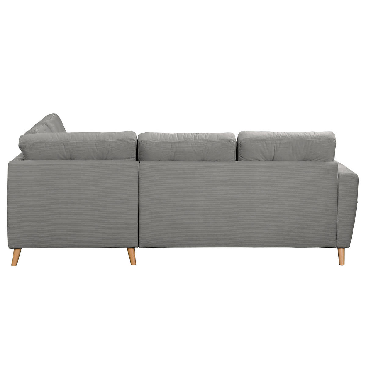 ECKSOFA mit Ottomane - Braun/Grau, Holz/Textil (230/200cm) - home24