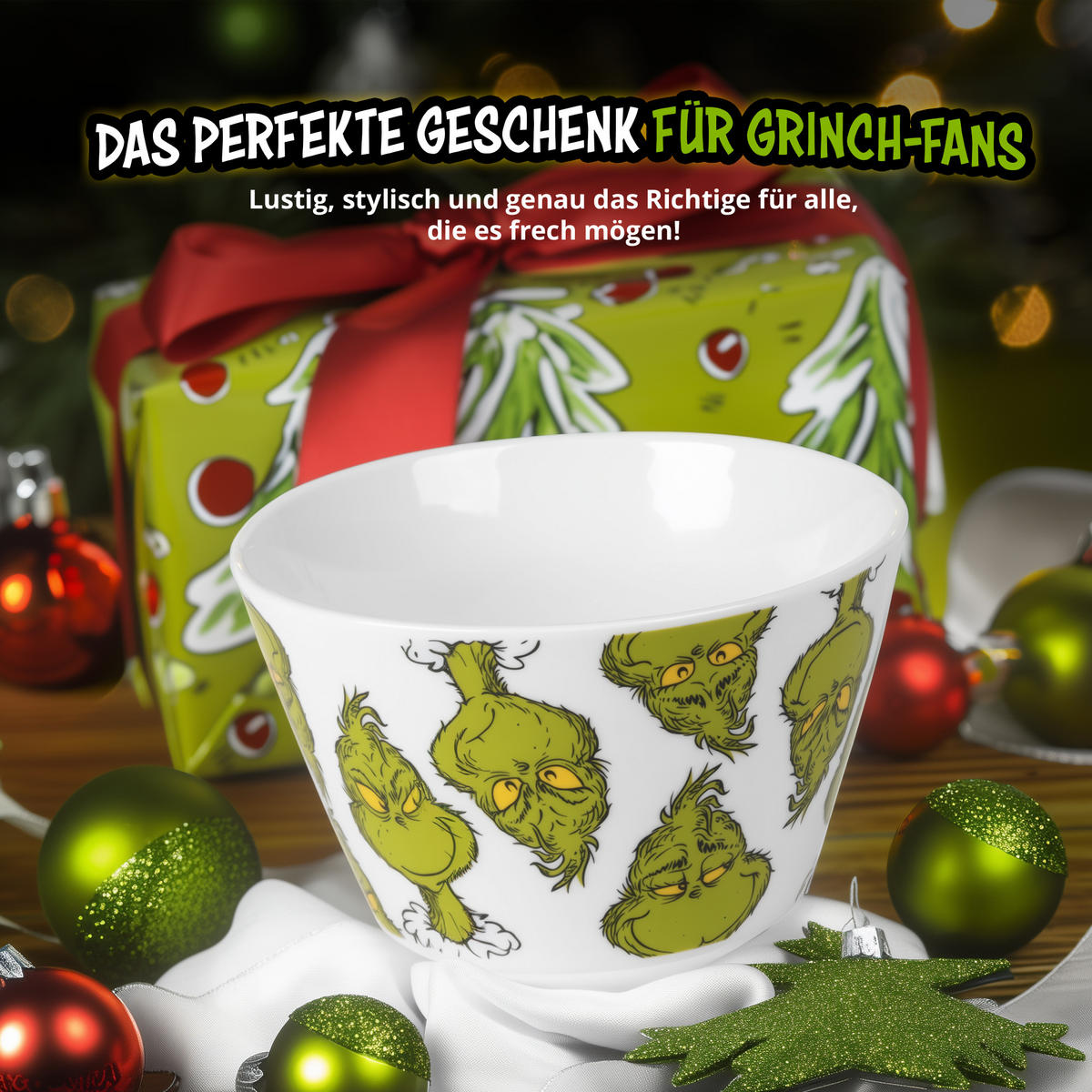 MÜSLISCHALE The Grinch Weiß 500 ml - Weiß, Keramik (14cm) - United Labels