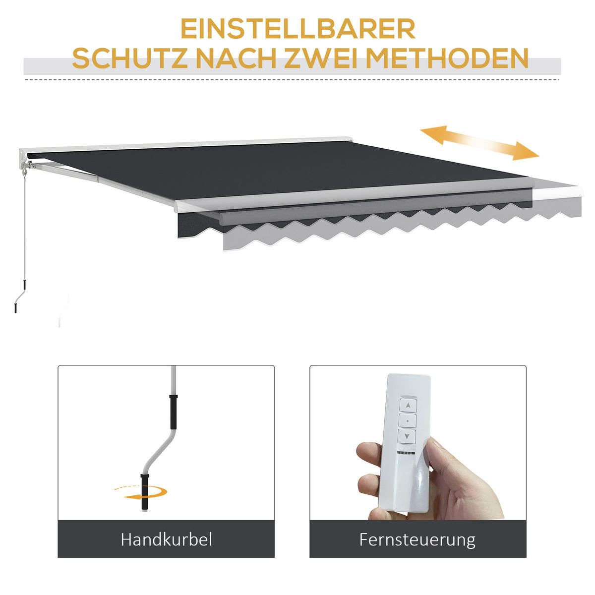 MARKISE, Grau, Aluminium, Polyester - Grau, Metall (300/150/395cm) - Outsunny