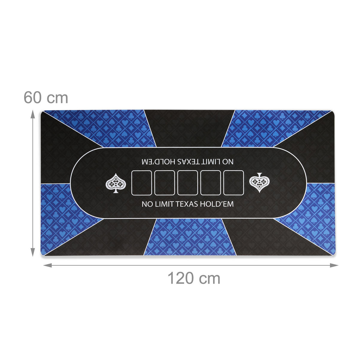 POKERMATTE - Blau/Schwarz, Wellpappe/Kunststoff (120/0.2cm) - Relaxdays