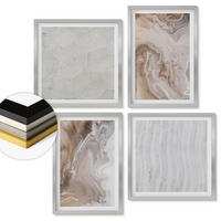 WANDBILDER 4er Set - 50x50 cm & 40x60 cm Silberner Rahmen - Abstrakte Marmormuster aus Stein - Silberfarben, Kunststoff (50/50cm) - ArtPrintCave