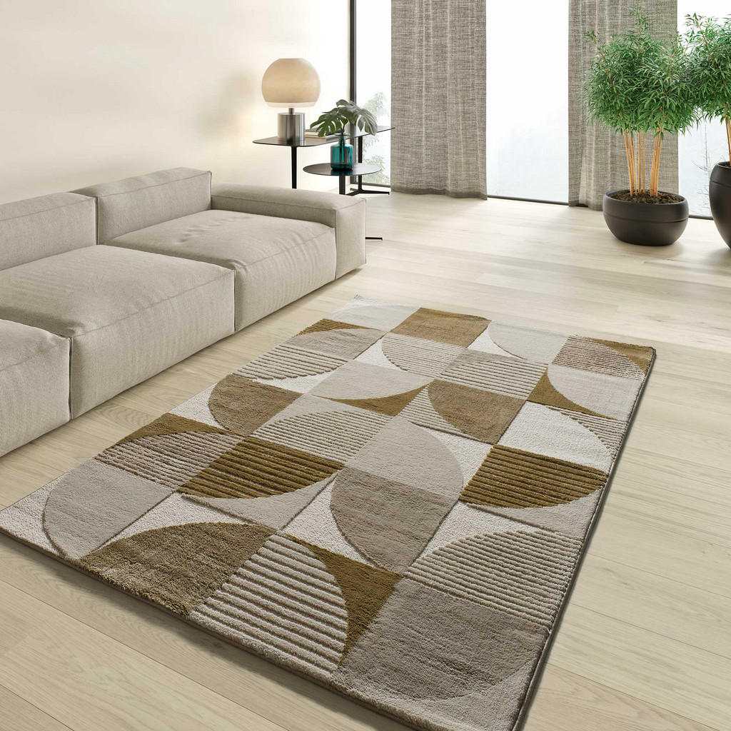 Thumbnail - Atticgo Webteppich, Kupfer, Hellbraun, Textil, Abstrakt, Rechteckig, 140x200 cm, Oeko-Tex® Standard 100, in verschiedene...
