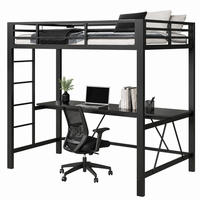 HOCHBETT mit Schreibtisch 140x200 cm Metall Schwarz - Schwarz, Metall (140/200cm) - Meubliv