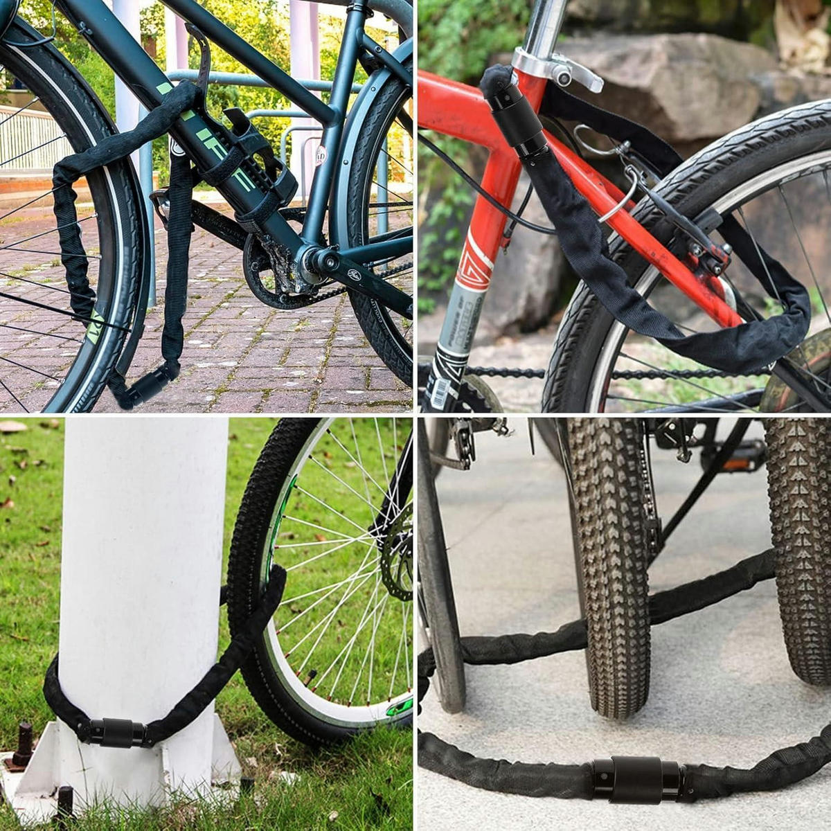 FAHRRADSCHLOSS Kettenschloss 100 cm Schwarz - Schwarz, Metall (5/3.5/50cm)