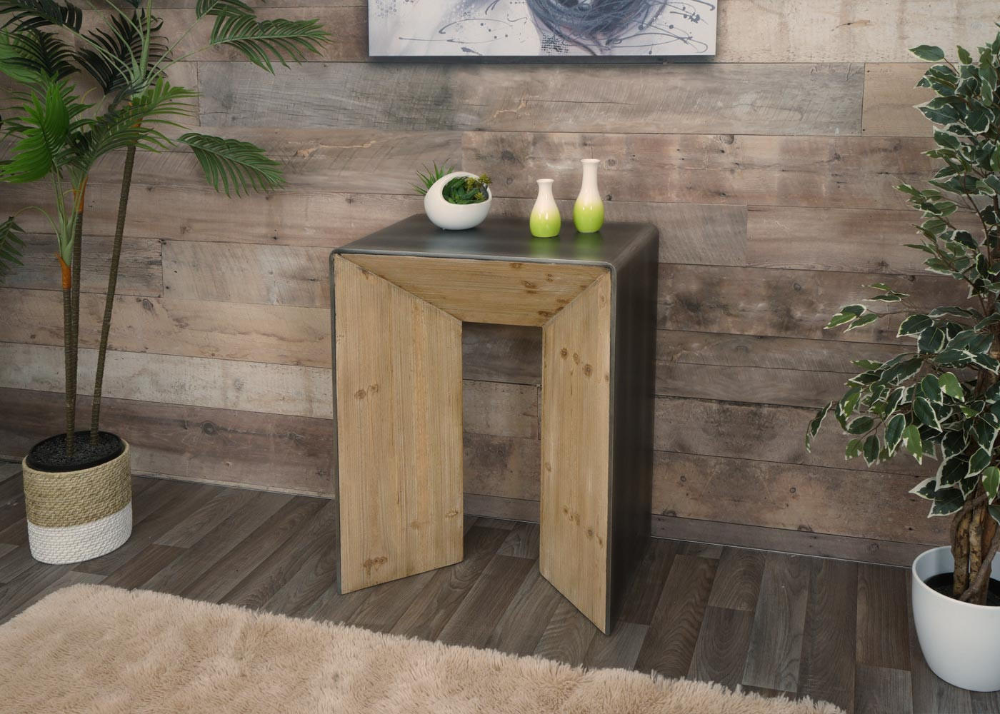 KONSOLENTISCH eckig Braun, Metall - Silberfarben/Braun, Holz (40/60/80cm) - MCW