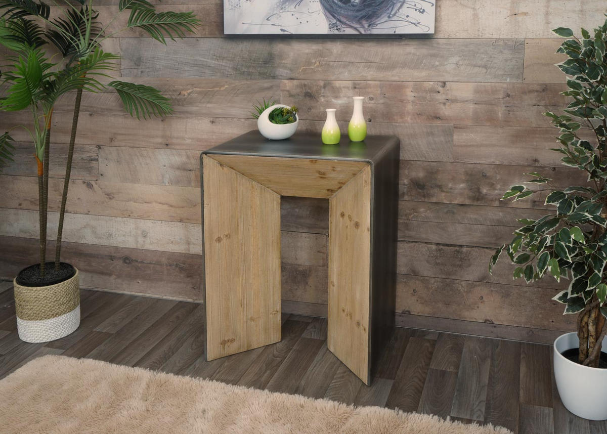 KONSOLENTISCH eckig Braun, Metall - Silberfarben/Braun, Holz (40/60/80cm) - MCW