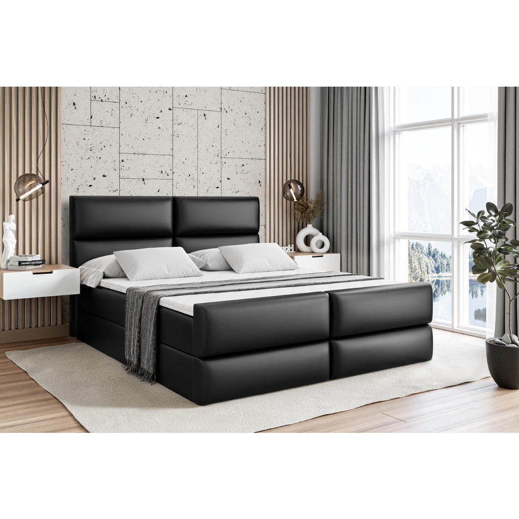 Thumbnail - Altdecor Boxbett, Schwarz Hochglanz, Holzwerkstoff, Höhe ca. 20 cm, 200x200 cm, Schlafzimmer, Betten, Boxspringbetten
