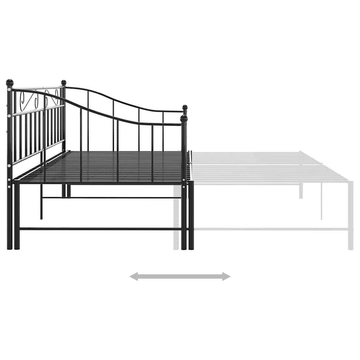 AUSZIEHSOFA Bettgestell Schwarz Metall 90/200 Cm - Schwarz, Naturmaterialien (90/200cm) - vidaXL
