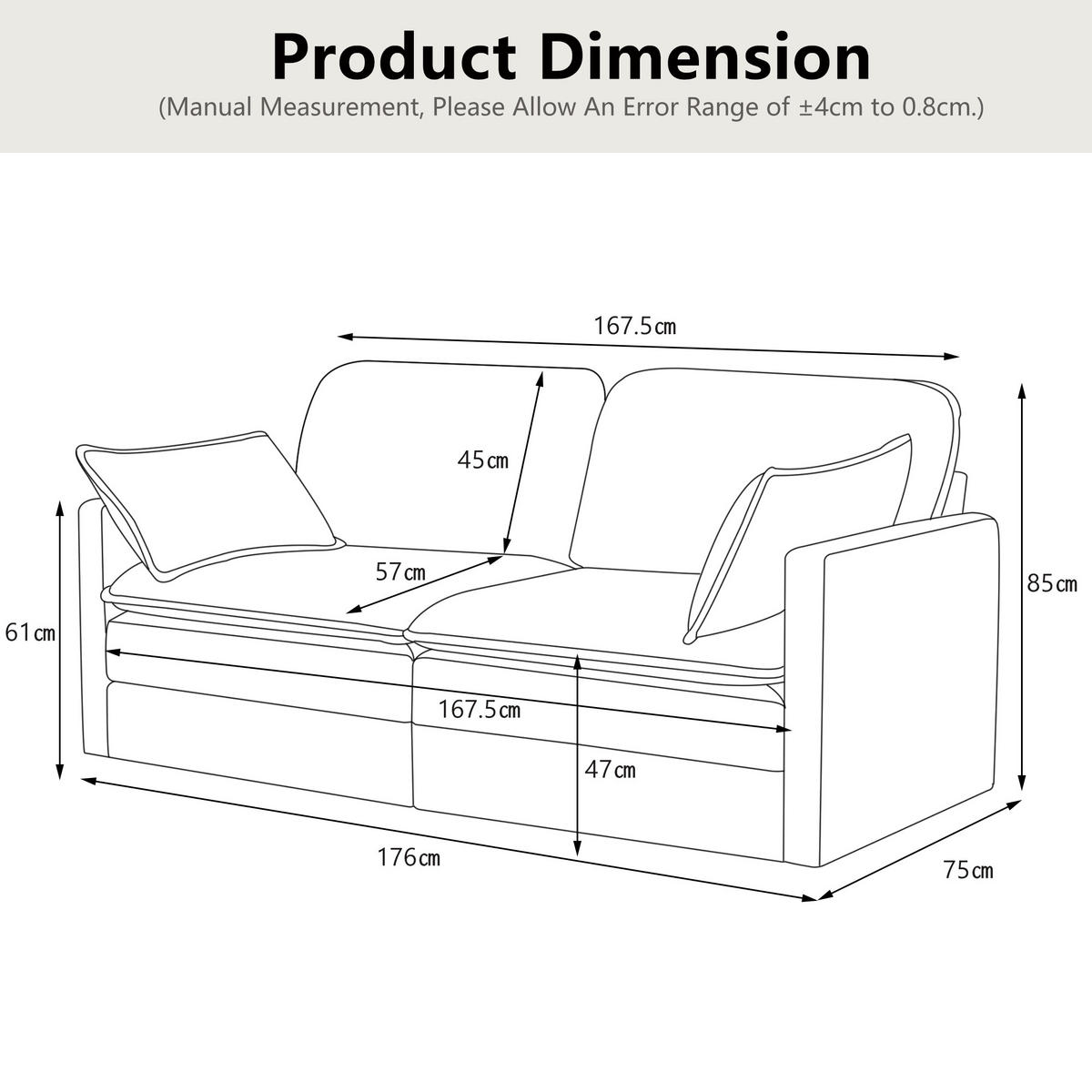 2-SITZER-SOFA Gemütlich und geräumig, geeignet für Wohnzimmer/Schlafzimmer - Grau - Grau, Textil (75/85/176cm) - KOMHTOM