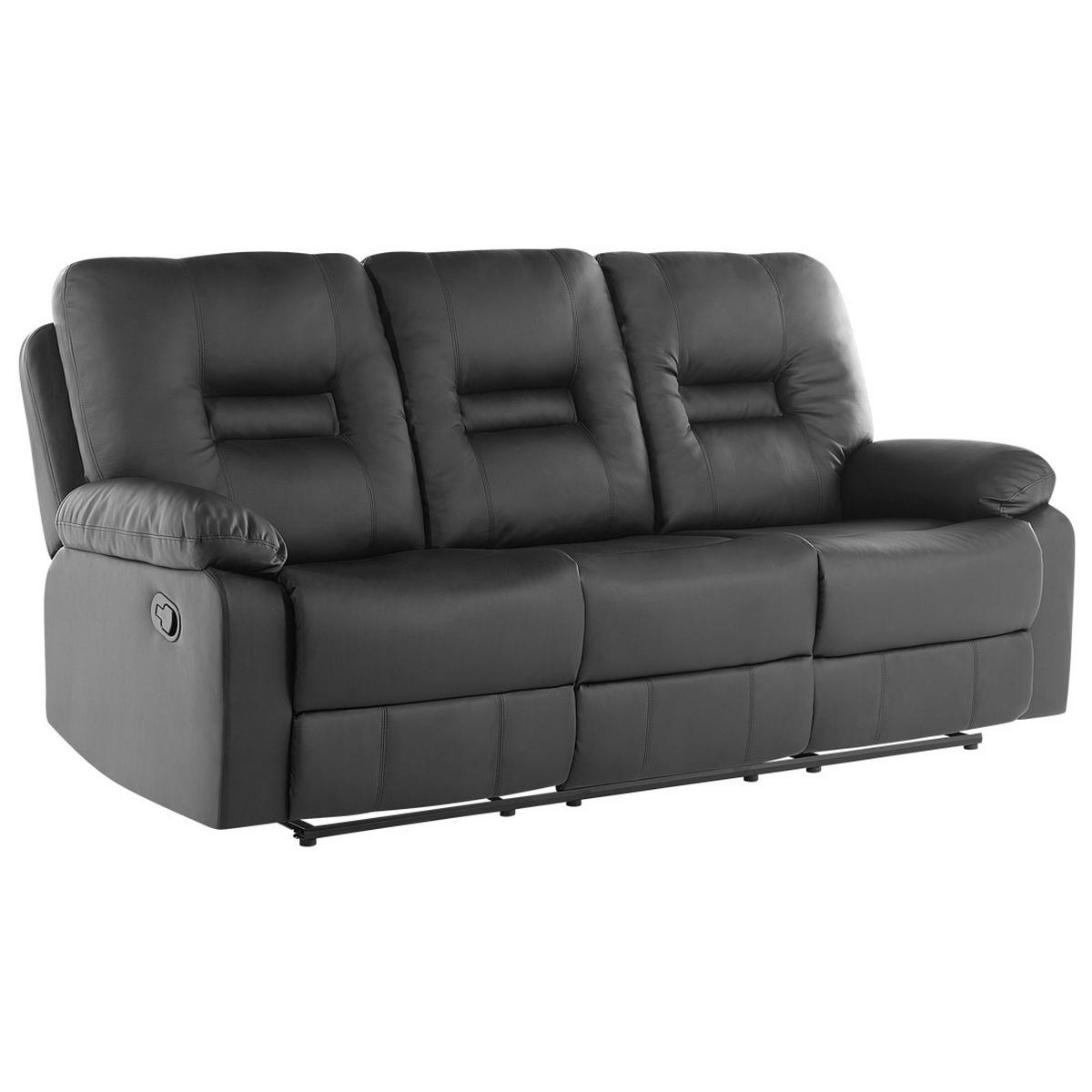 3-SITZER-SOFA Kunstleder Schwarz Bergen - Schwarz, Kunststoff/Textil (204/101/73cm) - Beliani