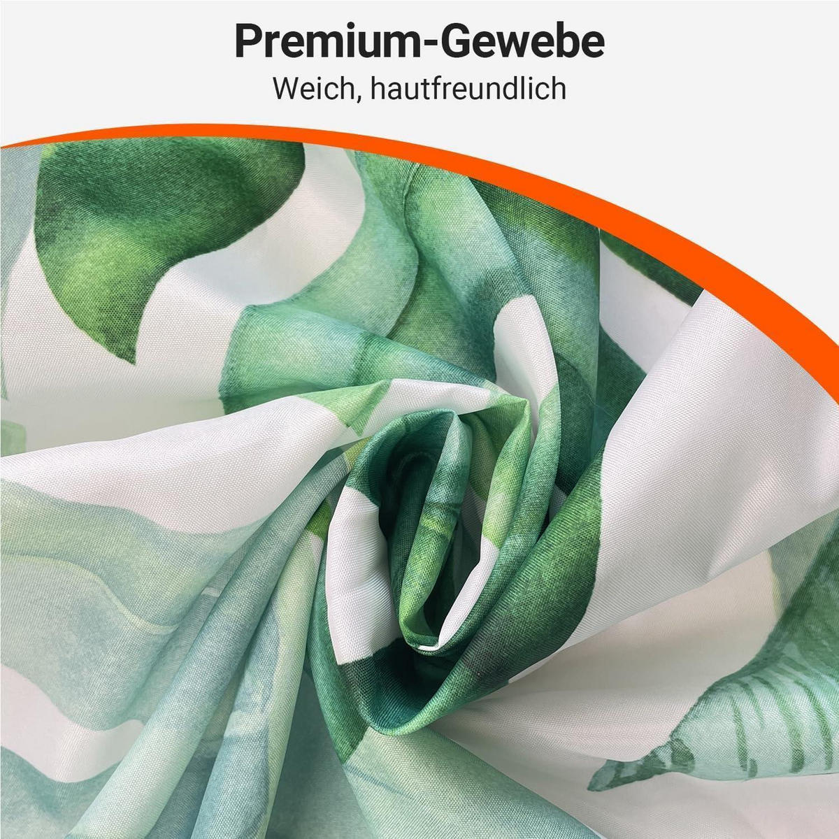 DUSCHVORHANG Grün Blätter 160 x 160 cm - Grün, Textil (160/160cm)