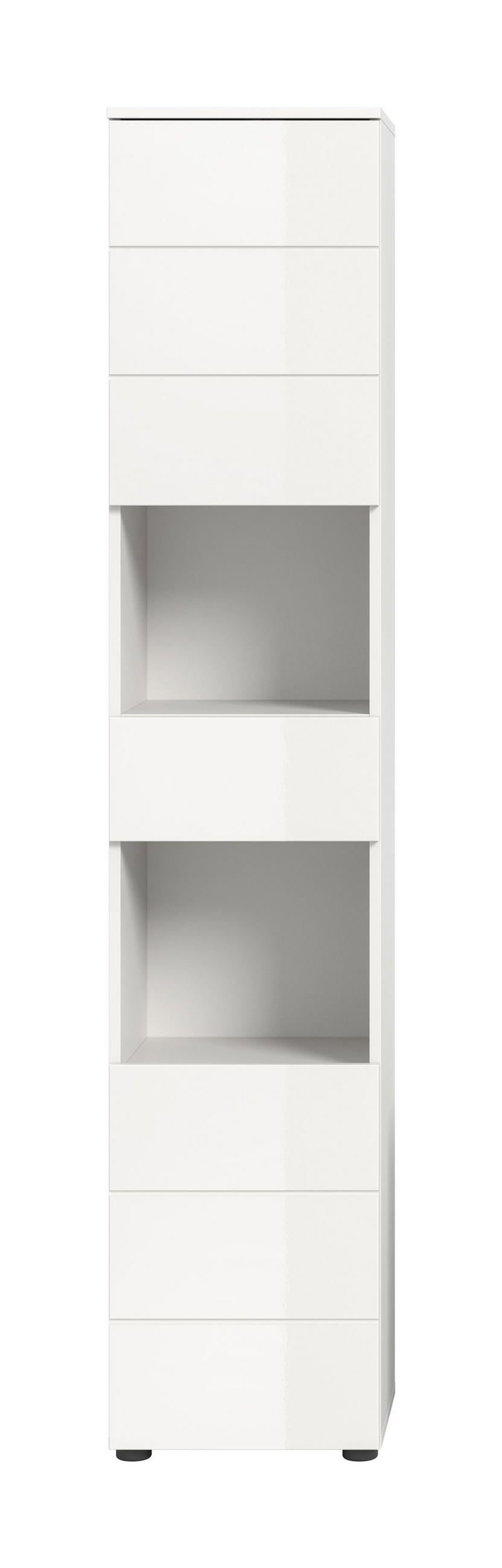 HOCHSCHRANK VIRA (B/H/T: ca. 38/190/34 cm) in weiß/weiß hochglanz - Weiß, Holzwerkstoff (38/190/34cm)