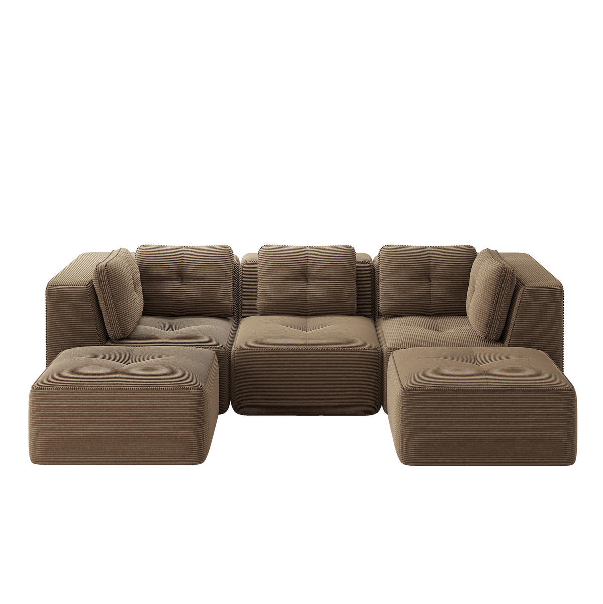 SOFA modular Ecksofa Cord Brown 3er-Set - Braun, Kunststoff (177/69/297.1cm) - Meubliv