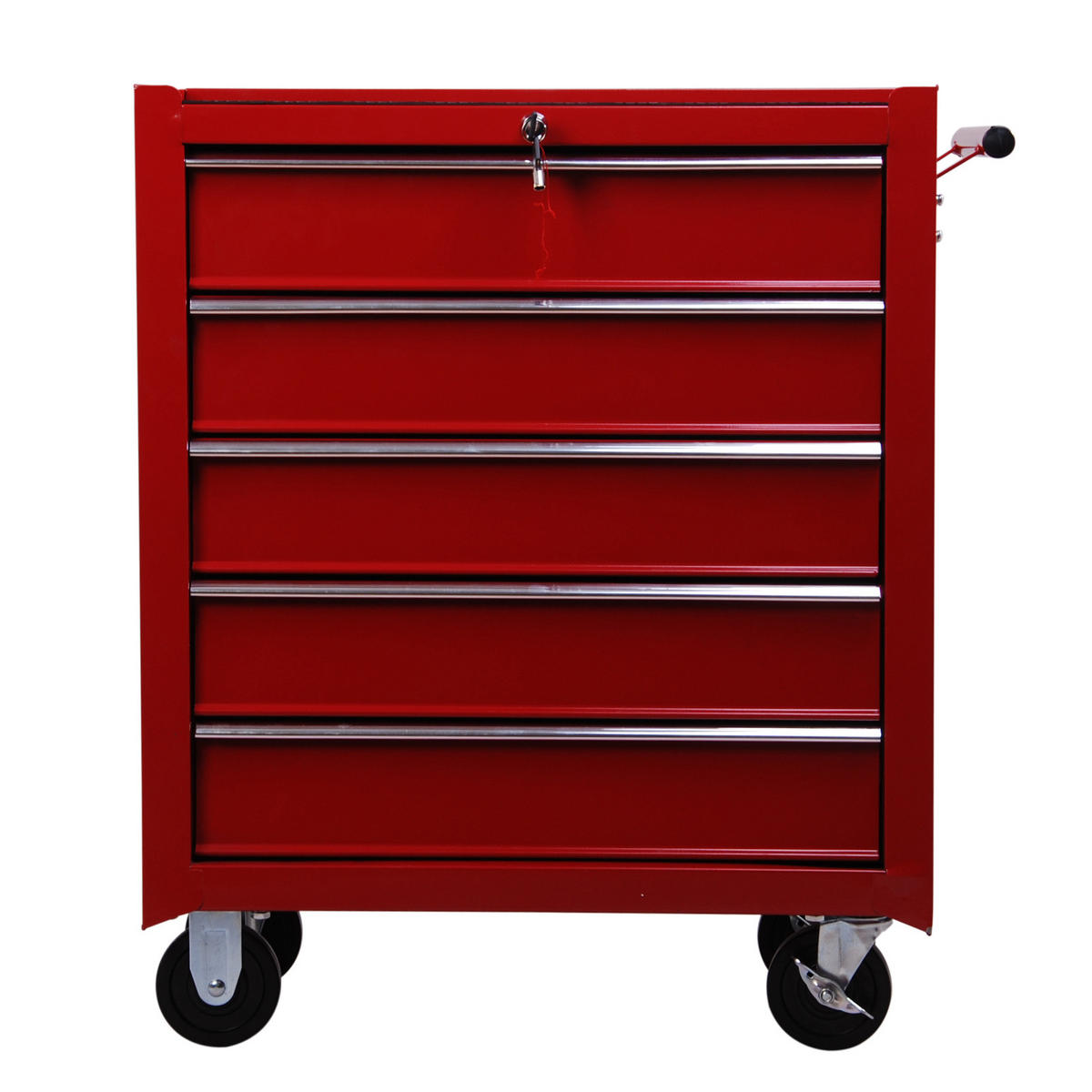 WERKZEUGWAGEN, 5-Schubladen-Wagen mit Schloss, 67,5 x 33 x 77 cm, Rot - Multicolor, Kunststoff (33/77/67.5cm) - FORIOUS