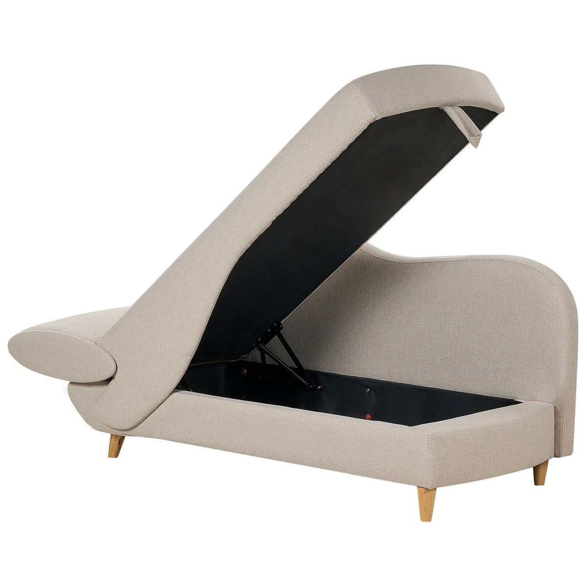CHAISELONGUE Leinenoptik beige mit Bettkasten linksseitig Meri - Hellbraun/Beige, Textil (156/73/69cm) - Beliani