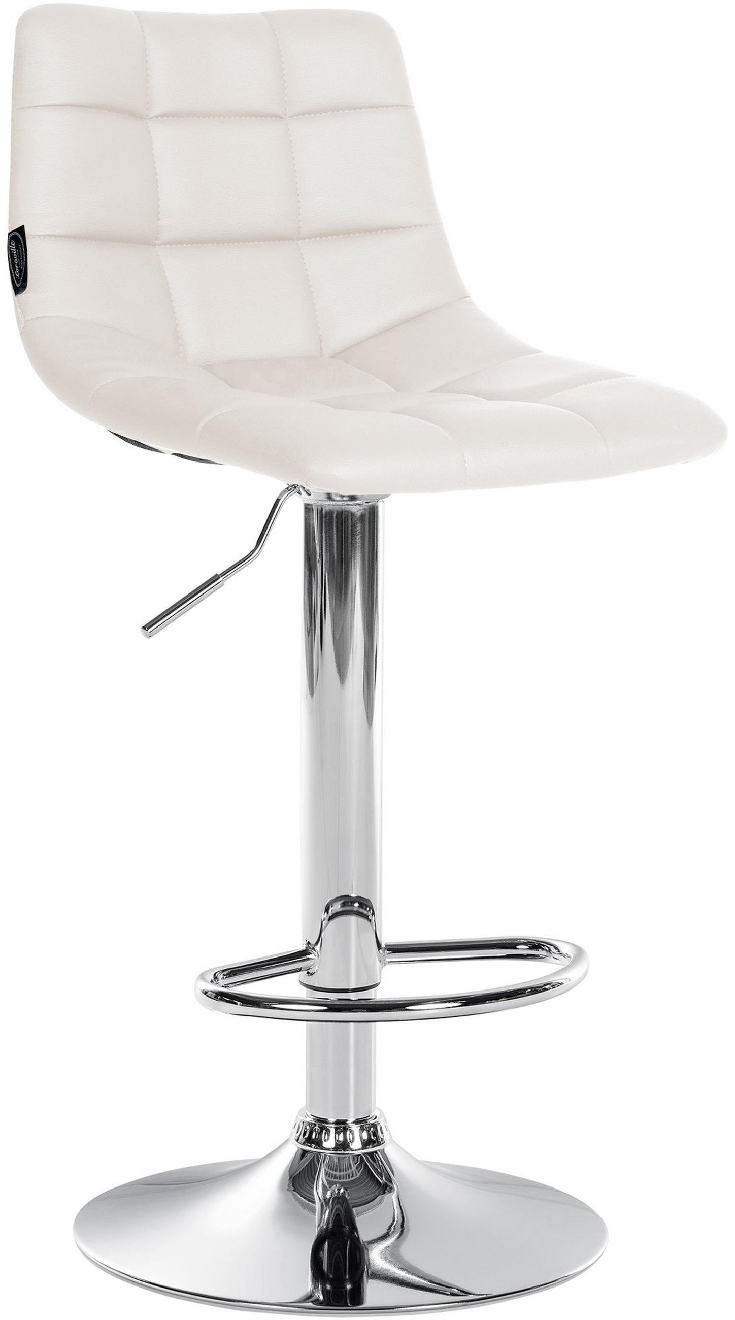 BARHOCKER James Kunstleder chrom weiß - Chromfarben/Weiß, Kunststoff/Metall (43/108.5/46.5cm) - TPFLiving