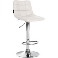 BARHOCKER James Kunstleder chrom weiß - Chromfarben/Weiß, Kunststoff/Metall (43/108.5/46.5cm) - TPFLiving