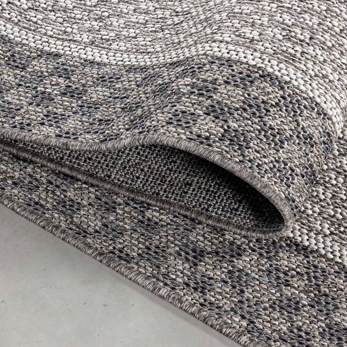 TEPPICH Outdoor Flachgewebe Bordüre Polypropylen Balkon Creme Läufer 80x250 - Creme, Textil (80/250cm) - KADIMA DESIGN