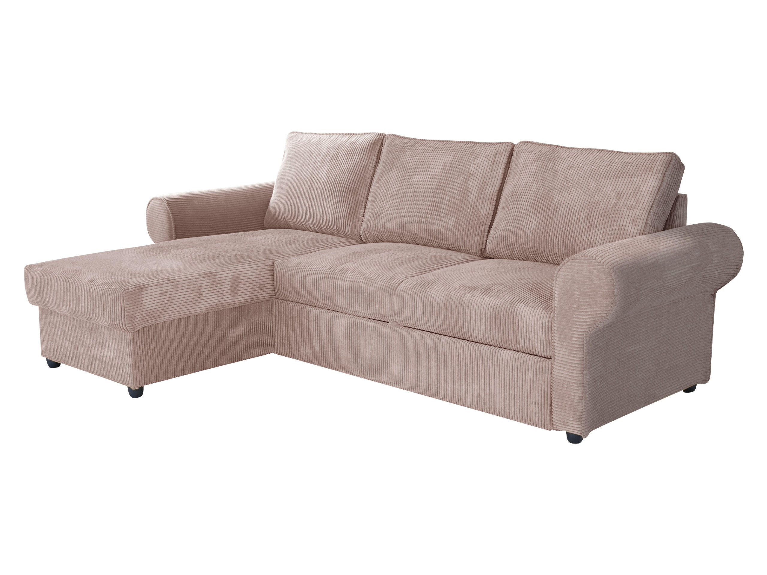ECKSOFA Monaco Cord - Schwarz/Rosa, Holz/Textil (246/155cm) - MIRJAN24