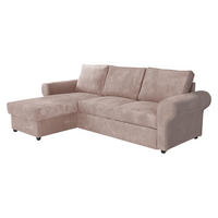 ECKSOFA Monaco Cord - Schwarz/Rosa, Holz/Textil (246/155cm) - MIRJAN24