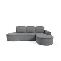 ECKSOFA MOLLY mit Schlaffunktion – Halbrund, freistehend, Liegefläche 140x207 cm, 3 Kissen, Curio-Stoff, 277x157x88 cm, Rechts, Grau - Grau, Holz/Textil (277/157cm) - DomoHome
