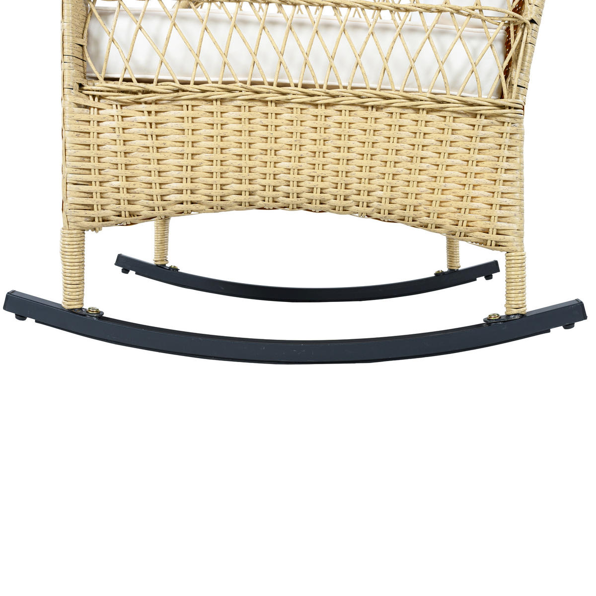 GARTENSETS aus Rattan 3-teilig Beige mit Schaukelstühlen & Glastisch - Beige, Metall - Modfu