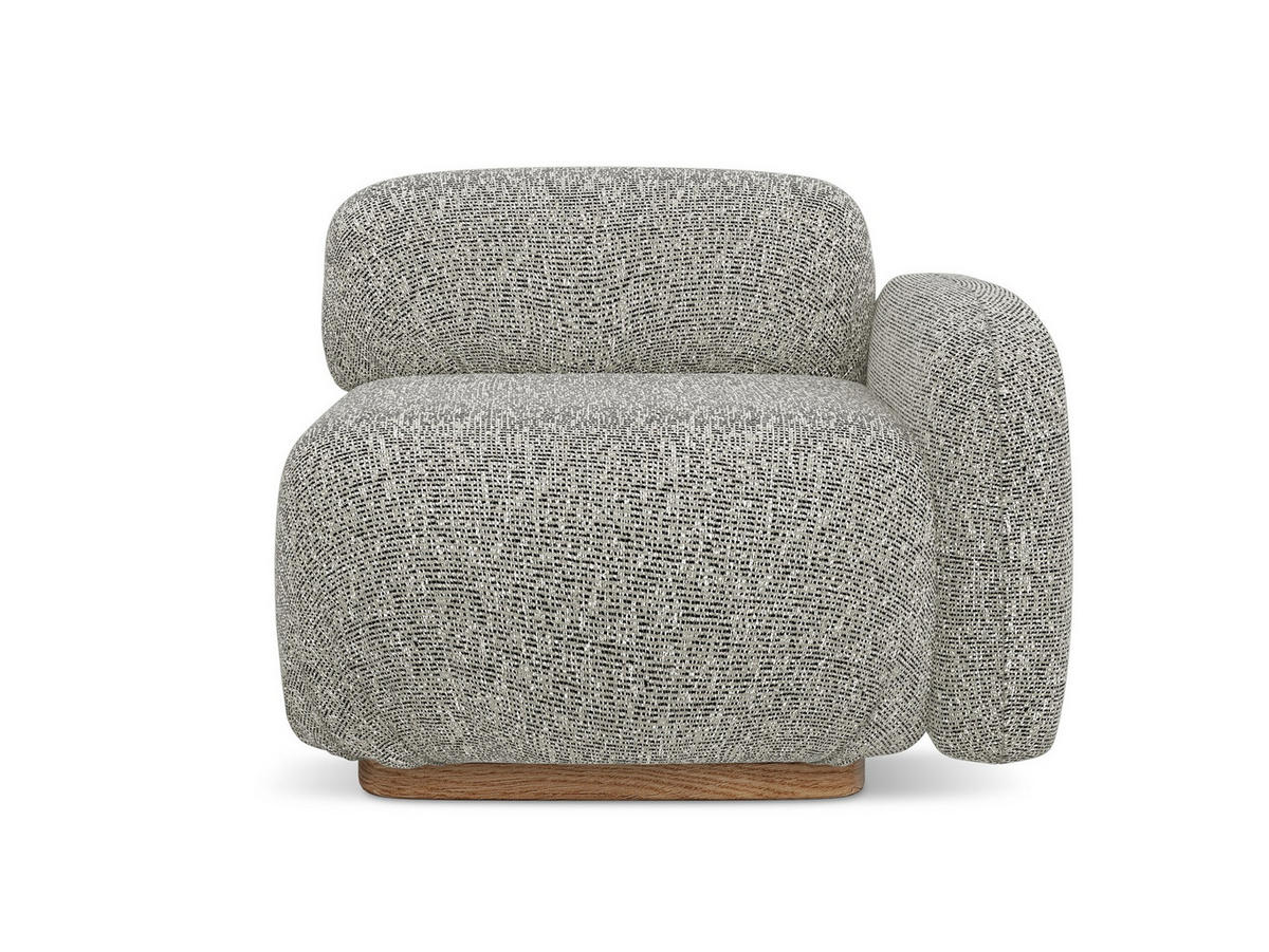 SOFAELEMENT Rechts Strukturstoff Stoff Beige - Beige/Braun, Holz/Textil (95/73/95cm) - Makamii