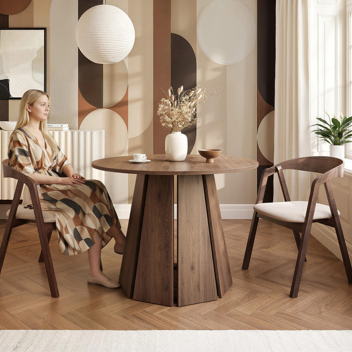 ESSTISCH VERDA 100/76 cm Okapi-Nussbaum - Nussbaumfarben, Holzwerkstoff (100/100/76cm) - Idohome