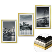 WANDBILDER 3er Set - 40x60 cm Goldrahmen - Brücken, Stadtarchitektur, Grau - Goldfarben, Kunststoff (40/60cm) - ArtPrintCave