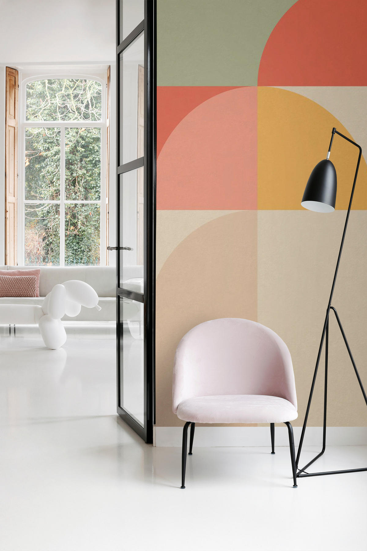 FOTOTAPETE Kreise im Bauhaus-Stil 250 x 279 cm - Terracotta, Papier (250/279cm) - ESTAhome