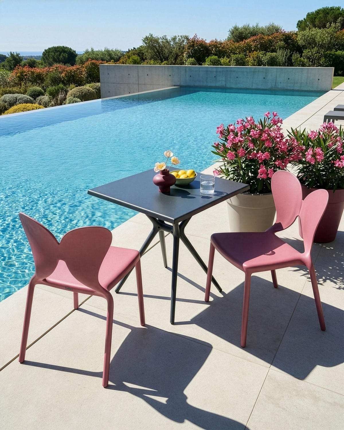 GARTENSTUHL 2er-Set stapelbar Rosa Larissa - Pink, Kunststoff (50/78/48cm) - Beliani