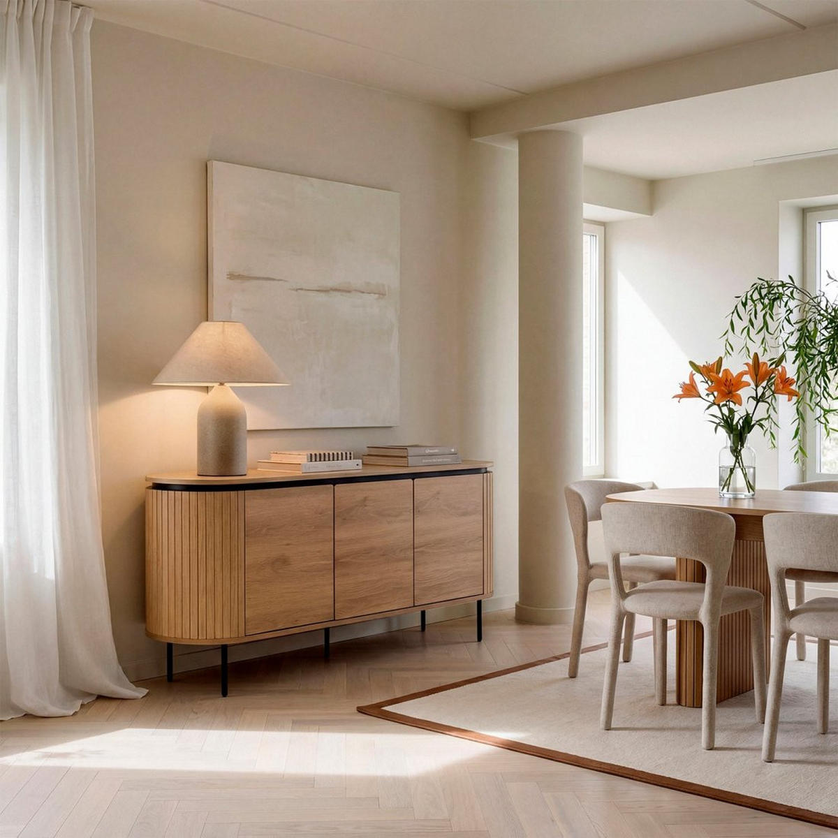 ANRICHTE NIEDRIGE Helios Natürlich 160 cm x 76 cm - Naturfarben, Holzwerkstoff (160/76/40cm) - Klast Home