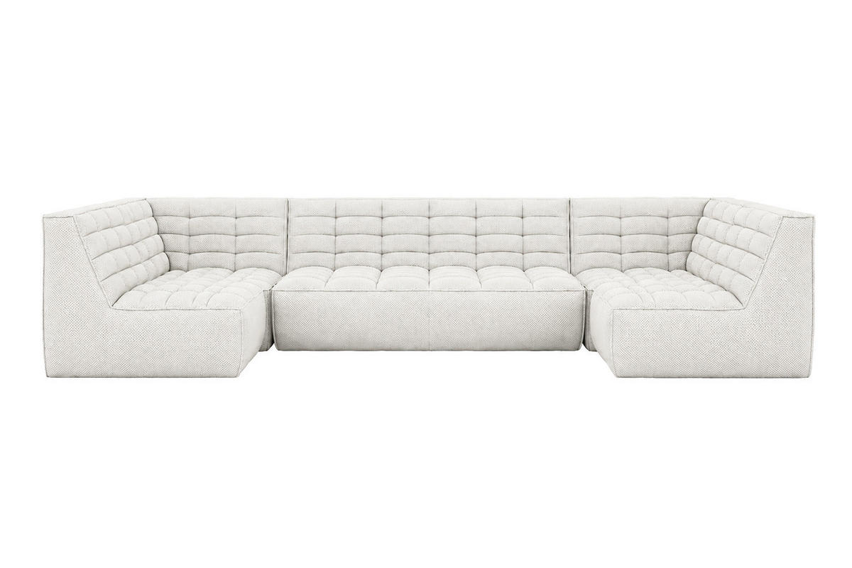 ROHOVÁ SEDAČKA modulární ve tvaru U, plyšová tkanina Pop, Ice, LAZY U - bílá, dřevo (346/76/173cm) - Kaiser Möbel
