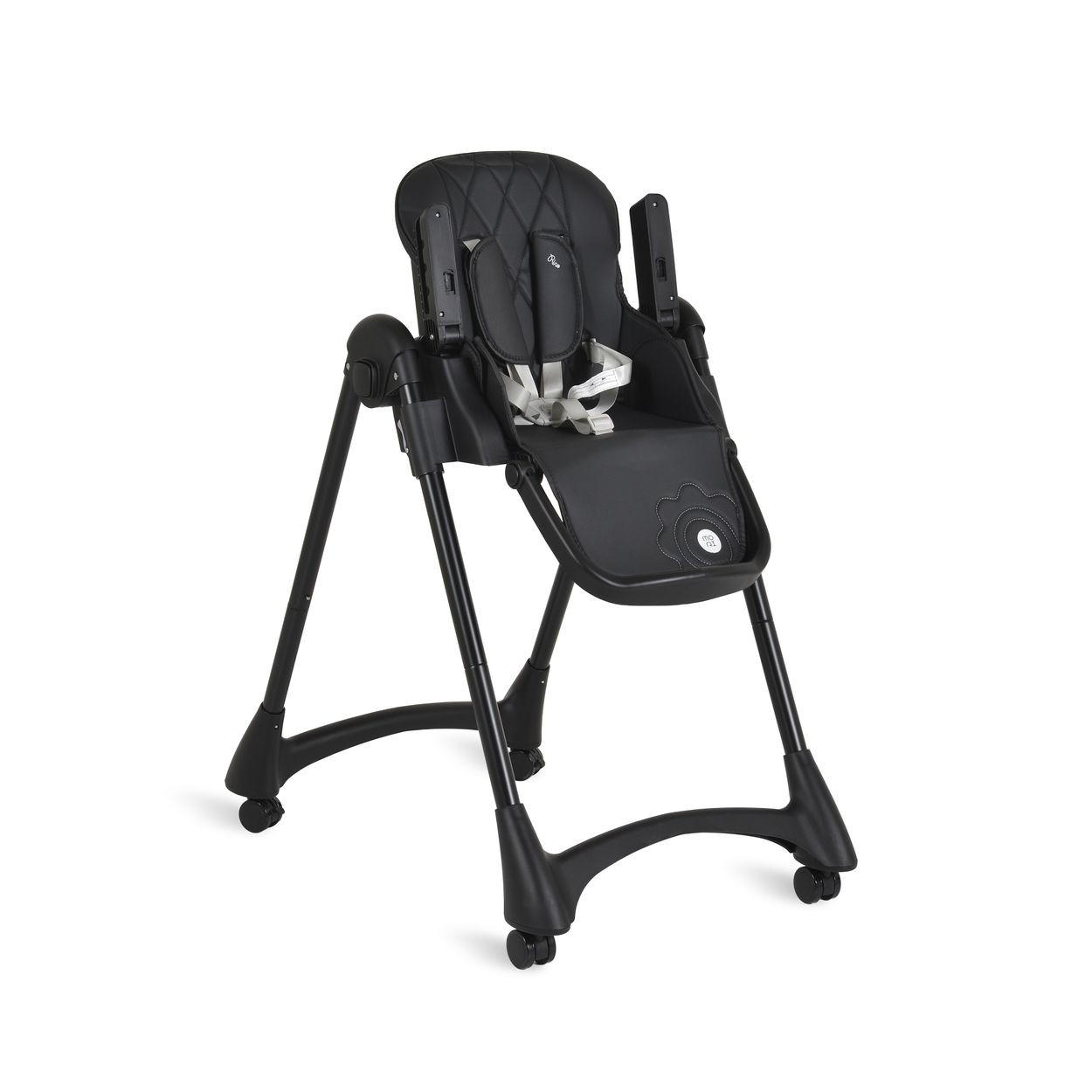 HOCHSTUHL Rico klappbar schwarz höhenverstellbar, Doppeltablett, Räder, Gurt - Schwarz, Metall (52/96/81cm) - Moni